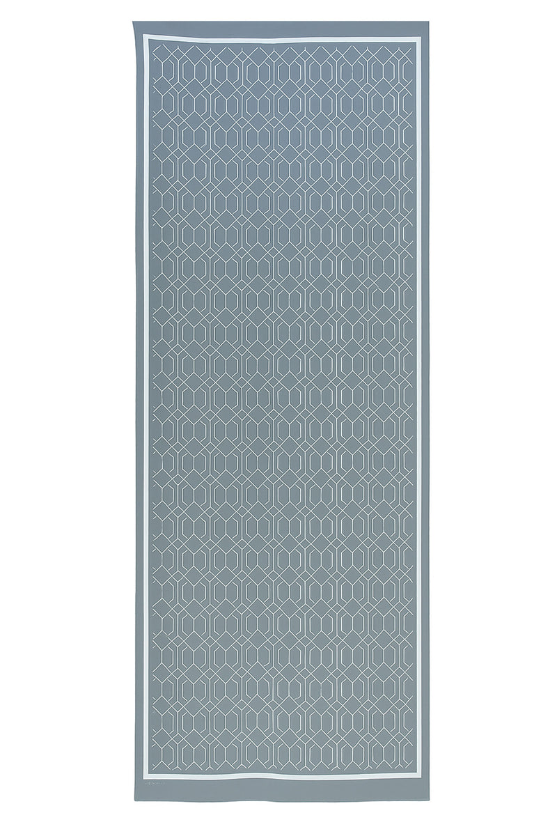 Light and Dark Gray Geometric Patterned Silk Shawl