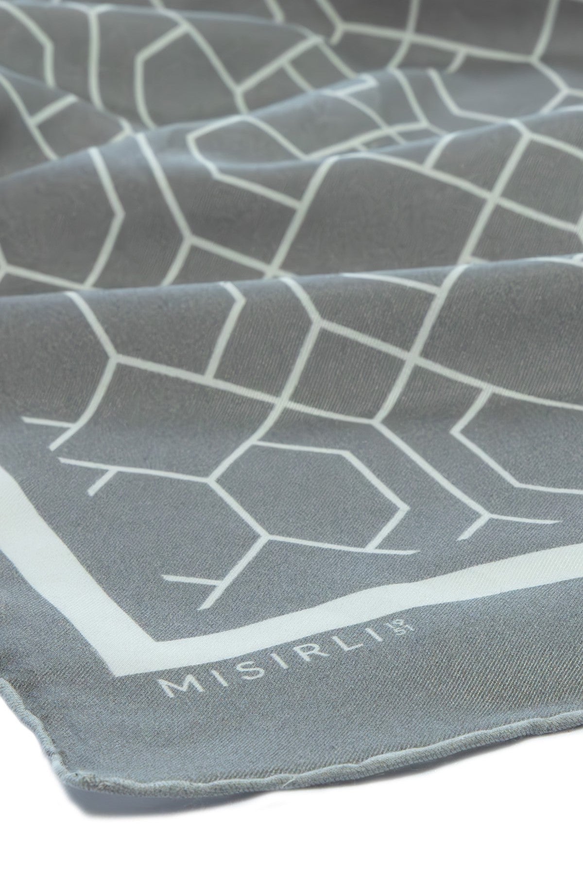 Light and Dark Gray Geometric Patterned Silk Shawl