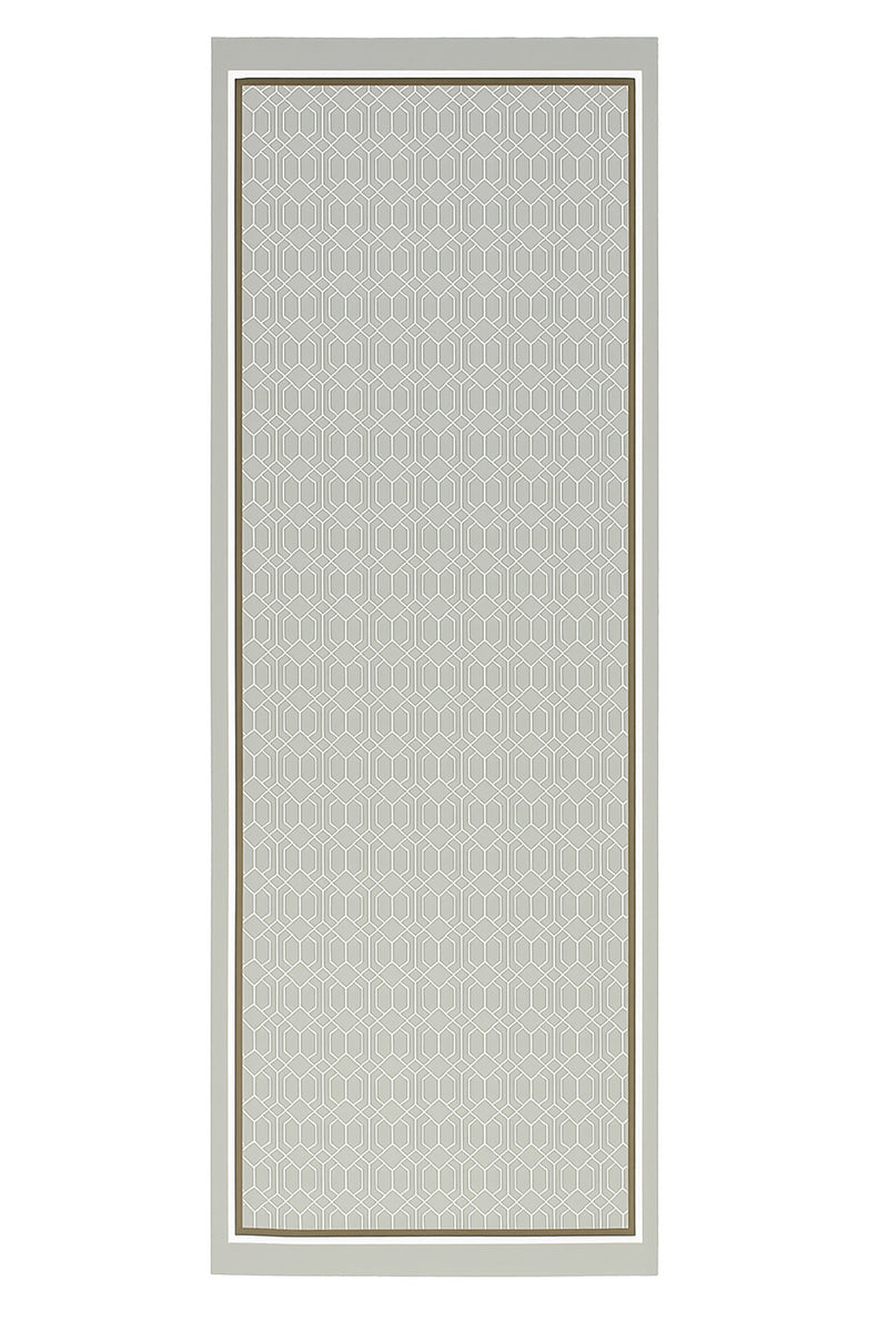 Stone Open Gray Geometric Patterned Silk Shawl