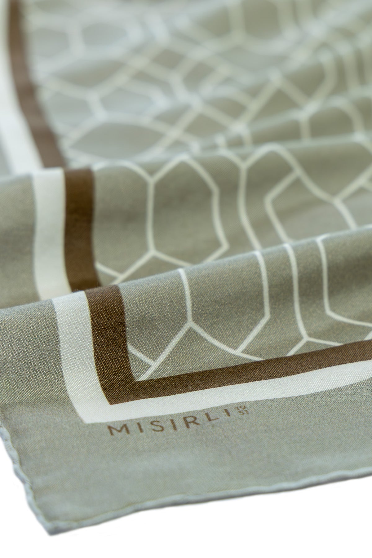 Stone Open Gray Geometric Patterned Silk Shawl