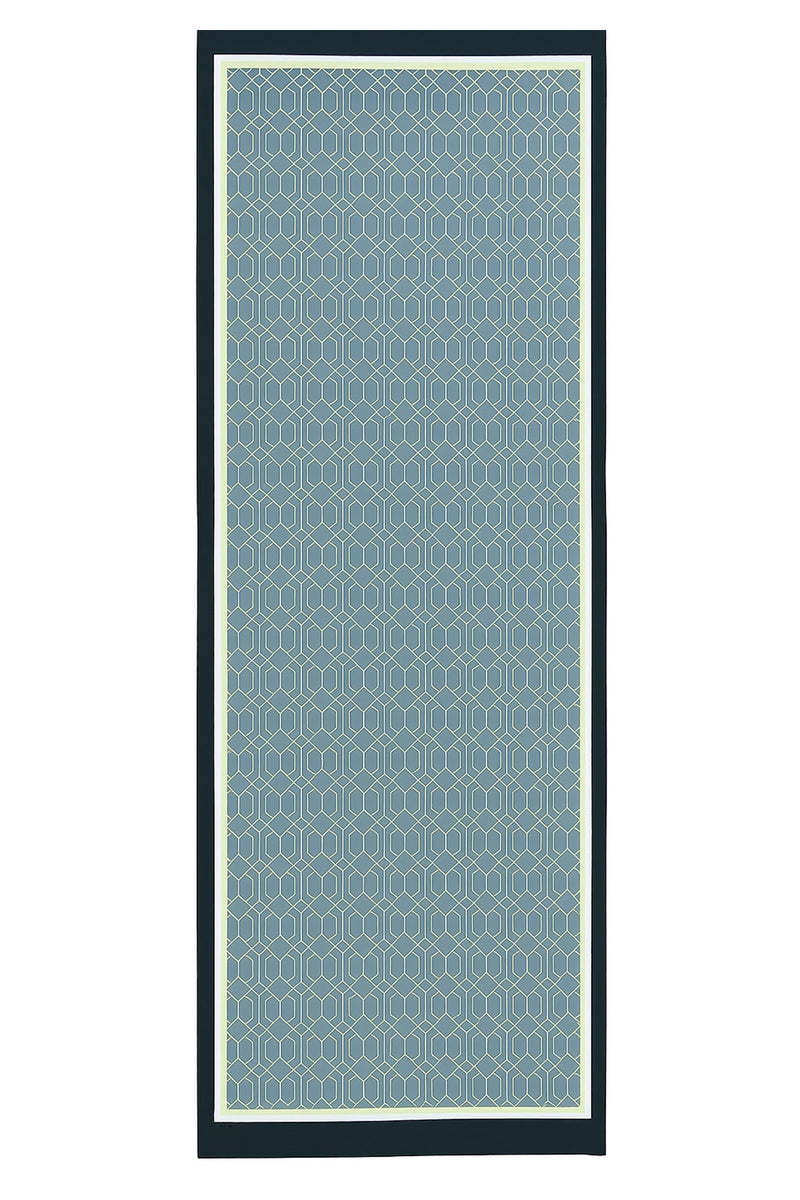 Anthracite Yellow Geometric Patterned Silk Shawl