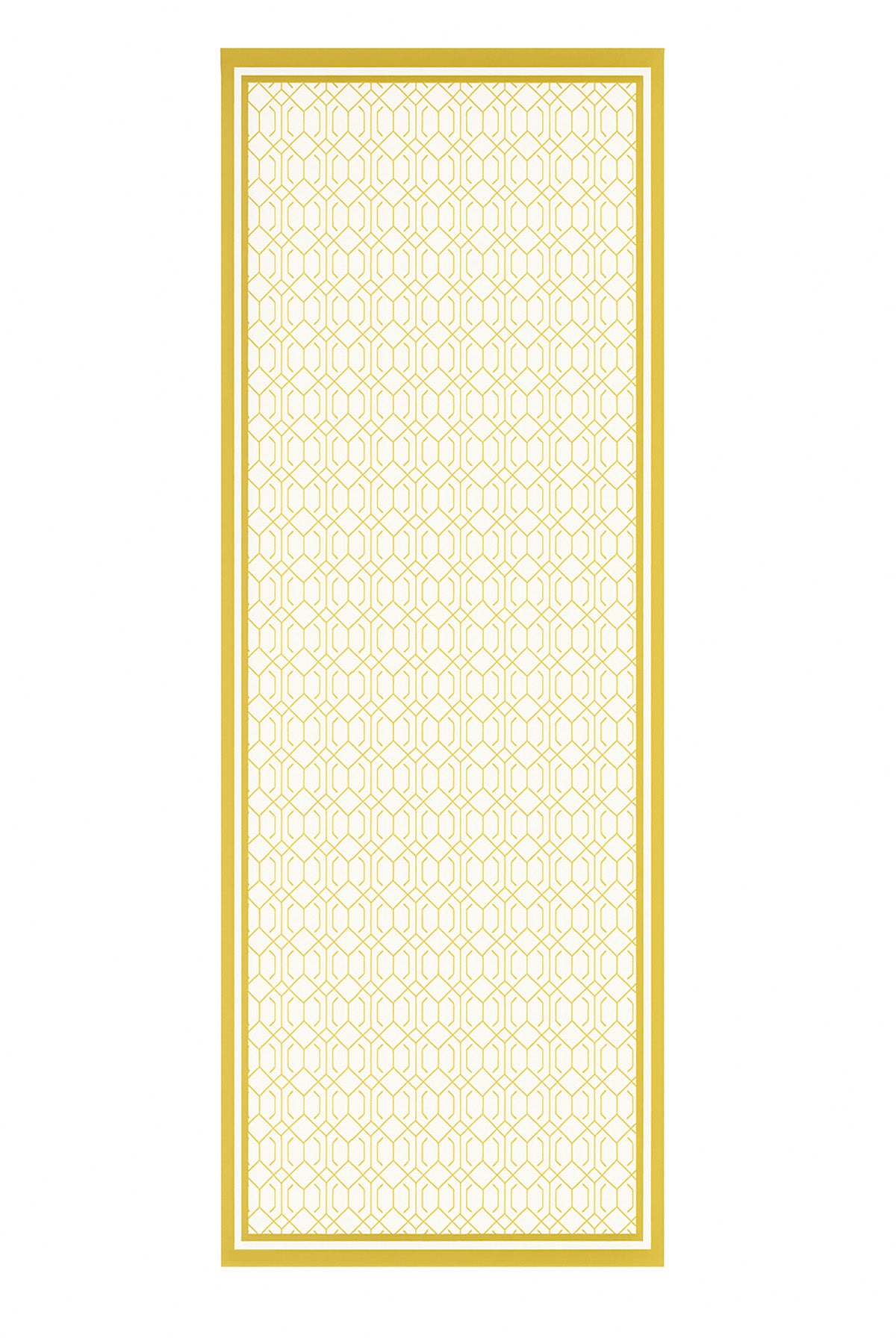 Mustard Ecru Geometric Patterned Silk Shawl