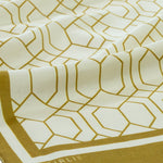 Mustard Ecru Geometric Patterned Silk Shawl