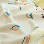 Ecru Mustard Leaf Pattern Silk Scarf Triko Mısırlı