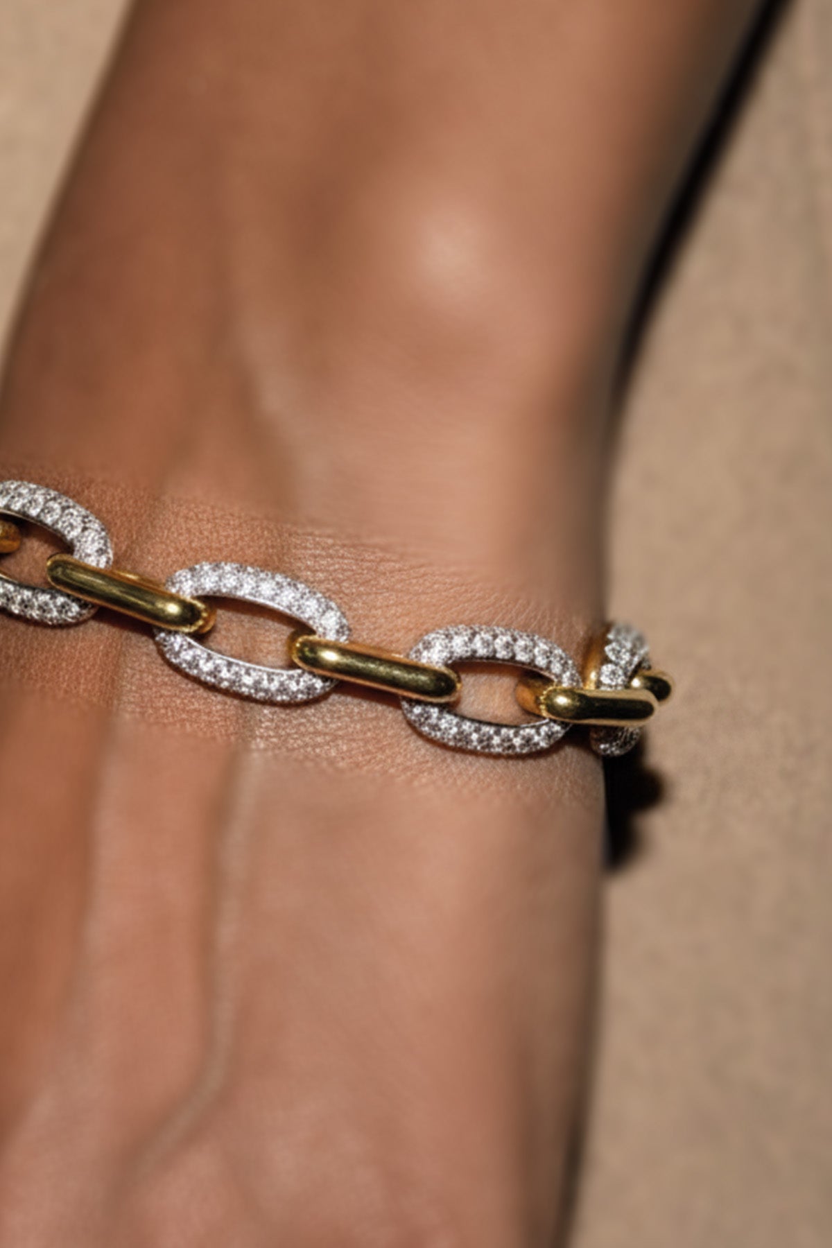 Gold and Silver Stone Chain Bracelet