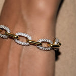 Gold and Silver Stone Chain Bracelet