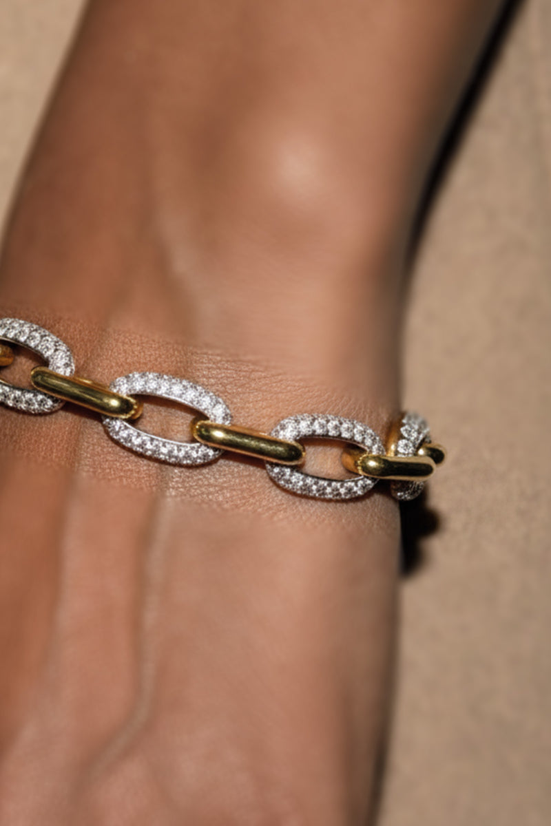 Gold and Silver Stone Chain Bracelet