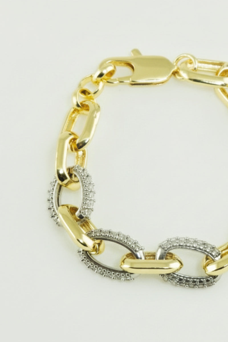 Gold and Silver Stone Chain Bracelet