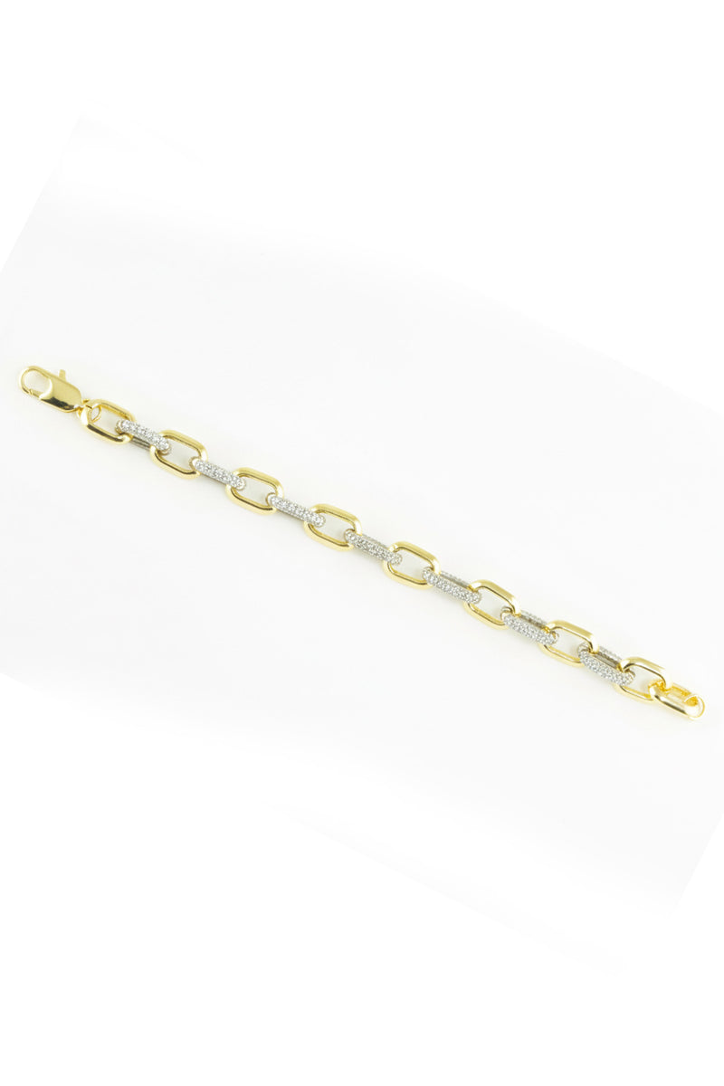 Gold and Silver Stone Chain Bracelet