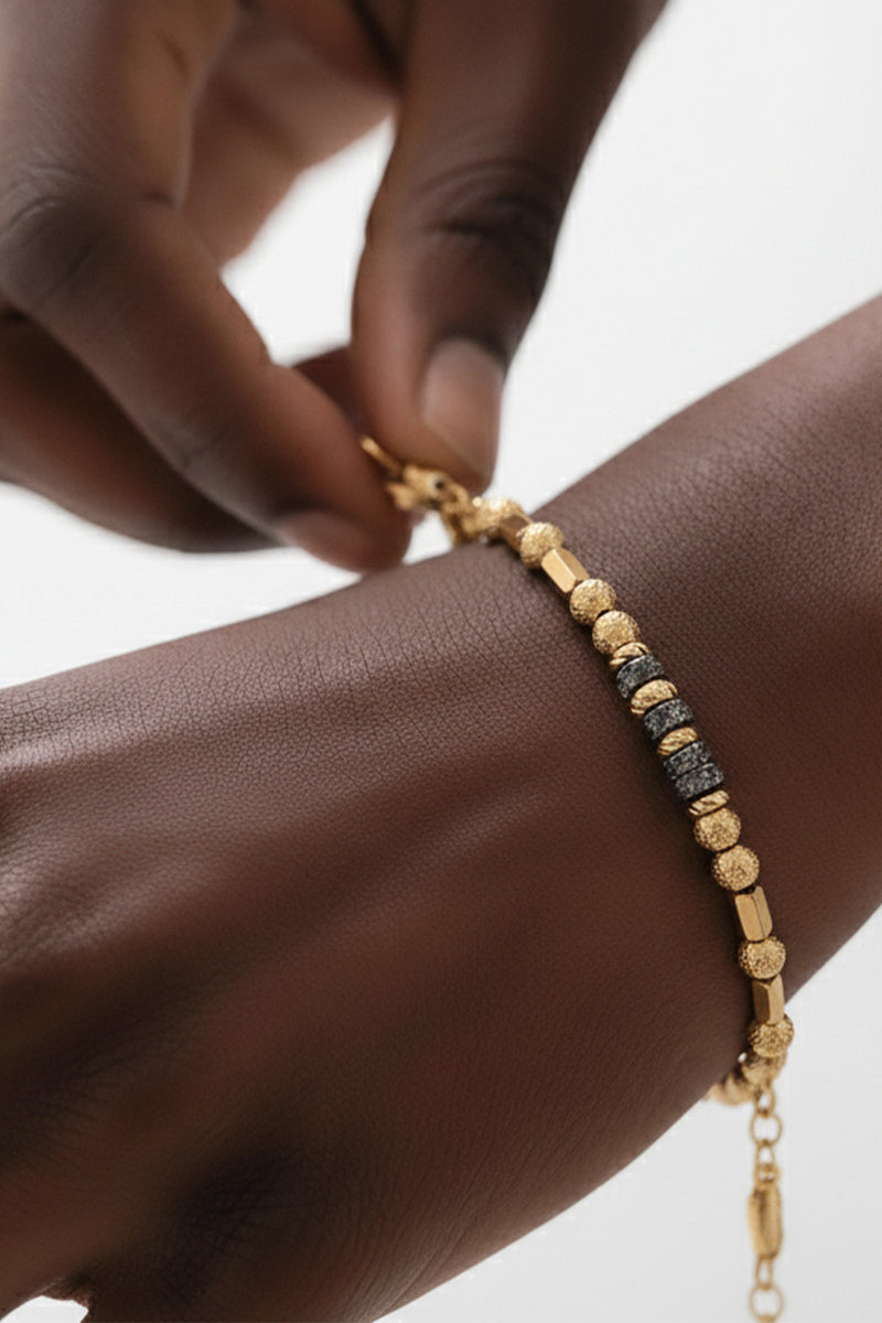 Gold and Silver Stone Ring Bracelet