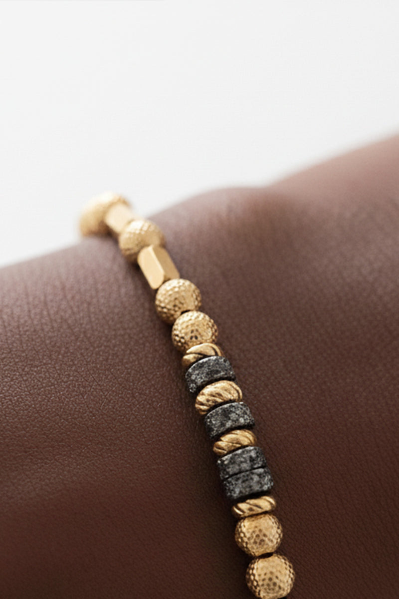Gold and Silver Stone Ring Bracelet