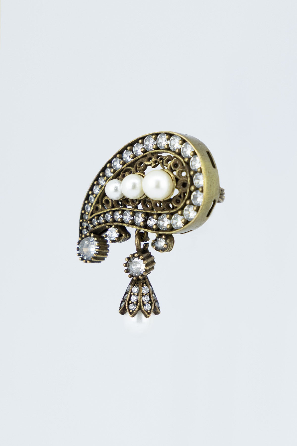 Antique Drop Brooch with Zircon Stone