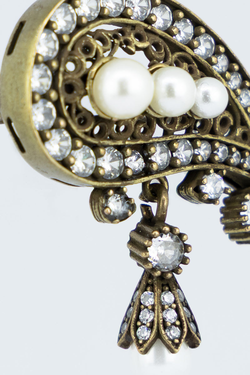 Antique Drop Brooch with Zircon Stone