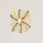 Gold Silver Sparkling Flower Brooch