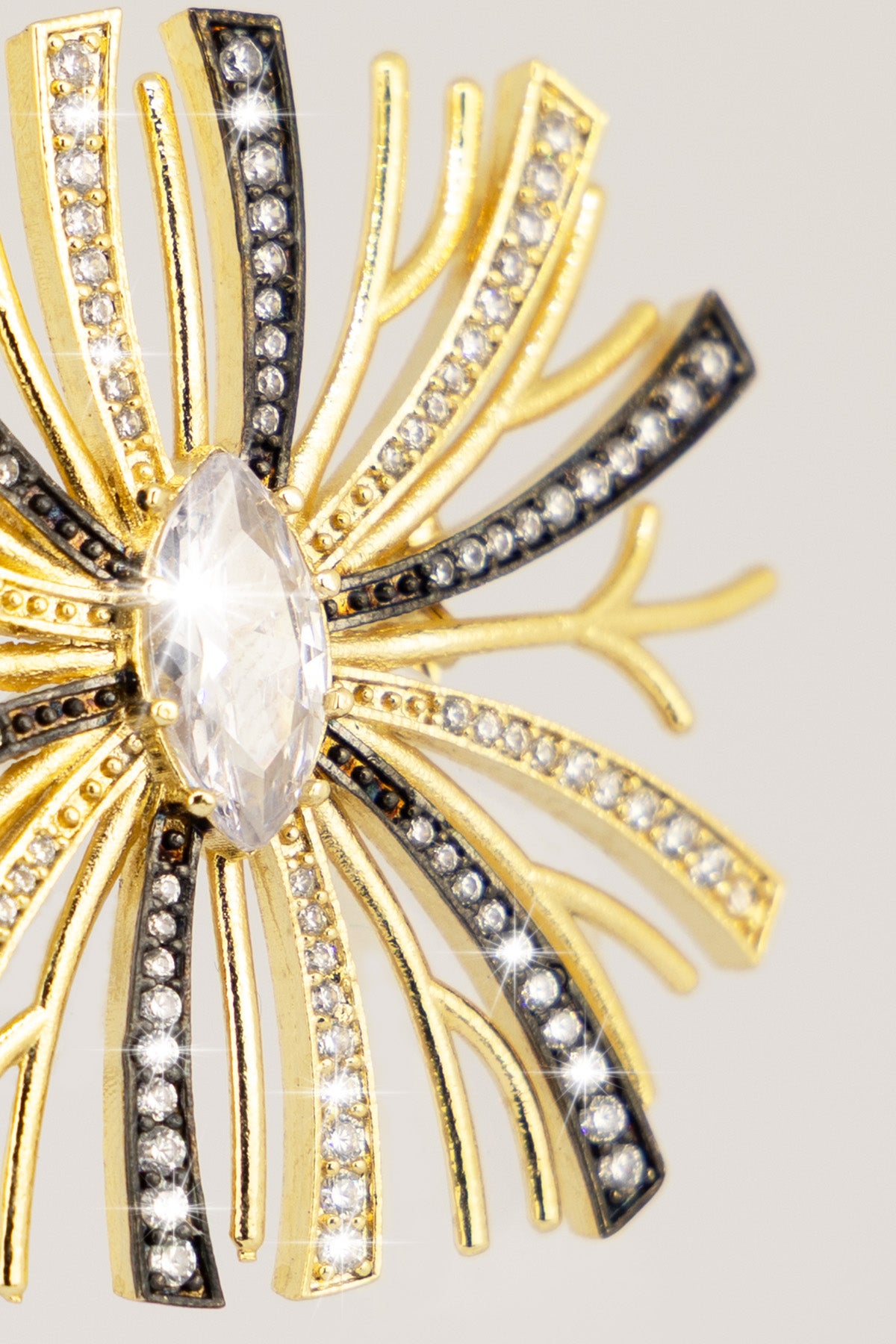 Gold Silver Sparkling Flower Brooch