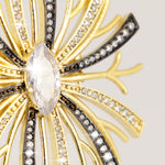 Gold Silver Sparkling Flower Brooch