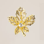 Gold Sparkling Leaf Brooch