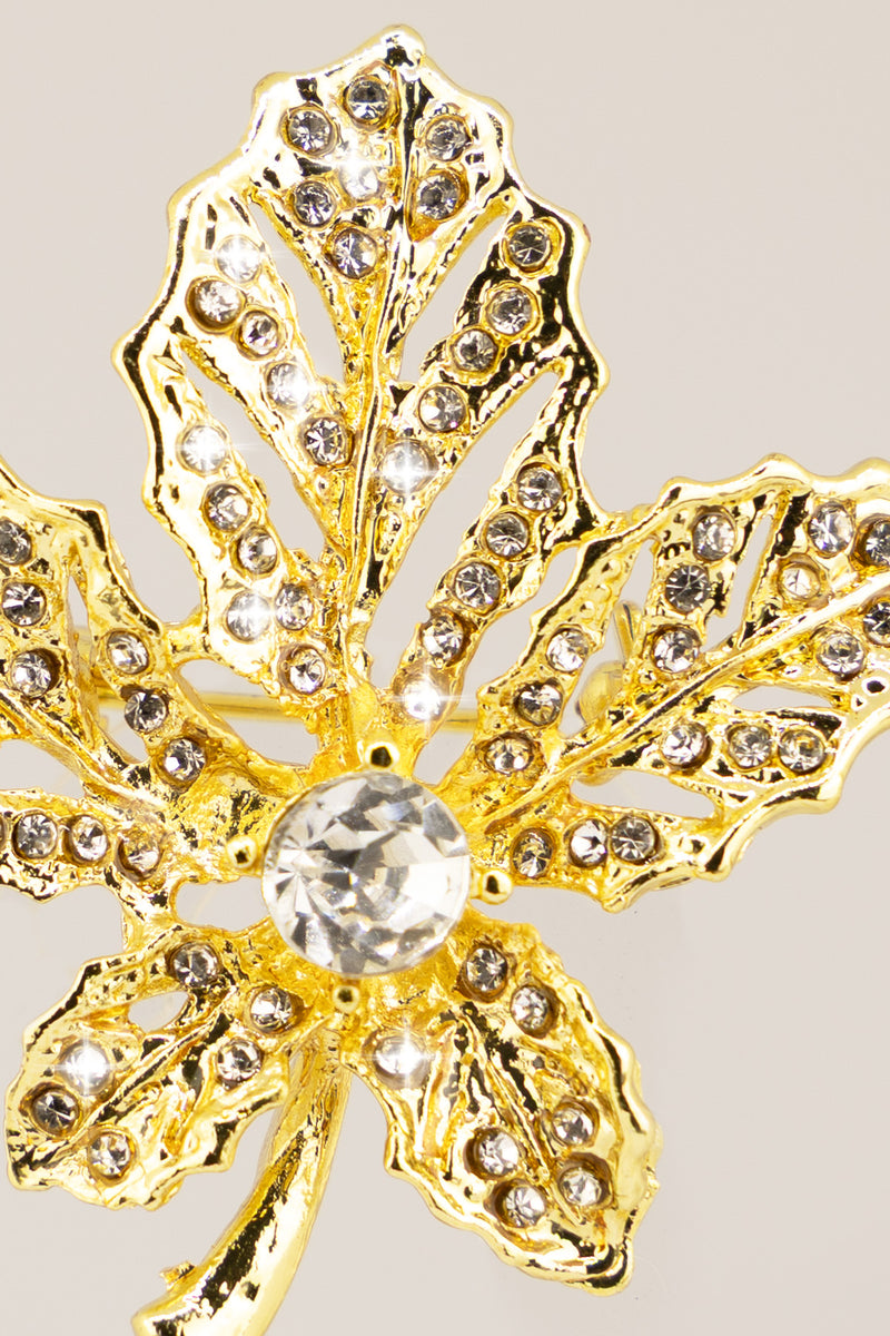 Gold Sparkling Leaf Brooch