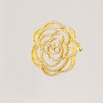 Gold Stone Embroidered Rose Brooch