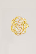 Gold Stone Embroidered Rose Brooch