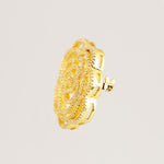 Gold Stone Embroidered Rose Brooch