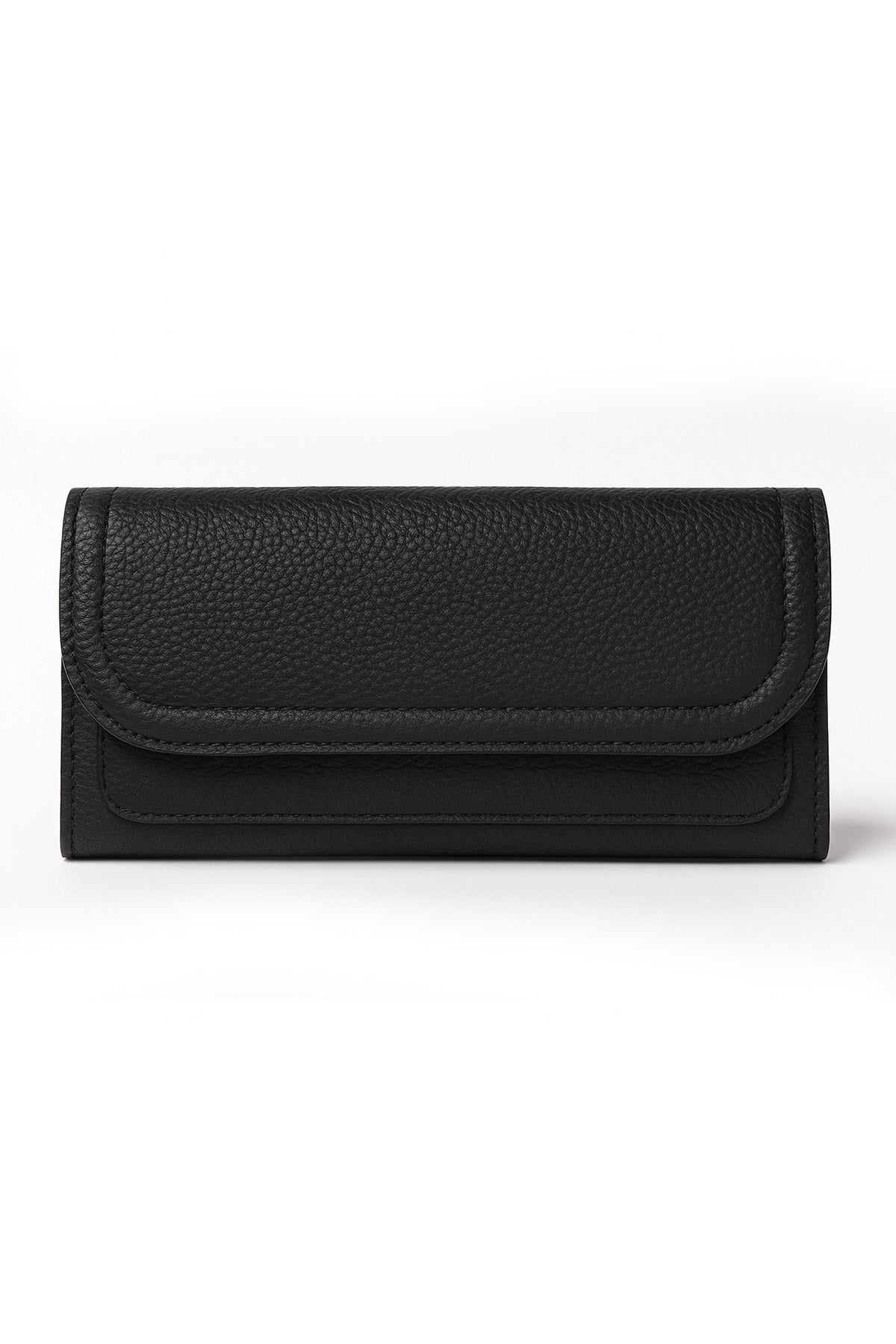 Black Leather Women's Wallet with Flap