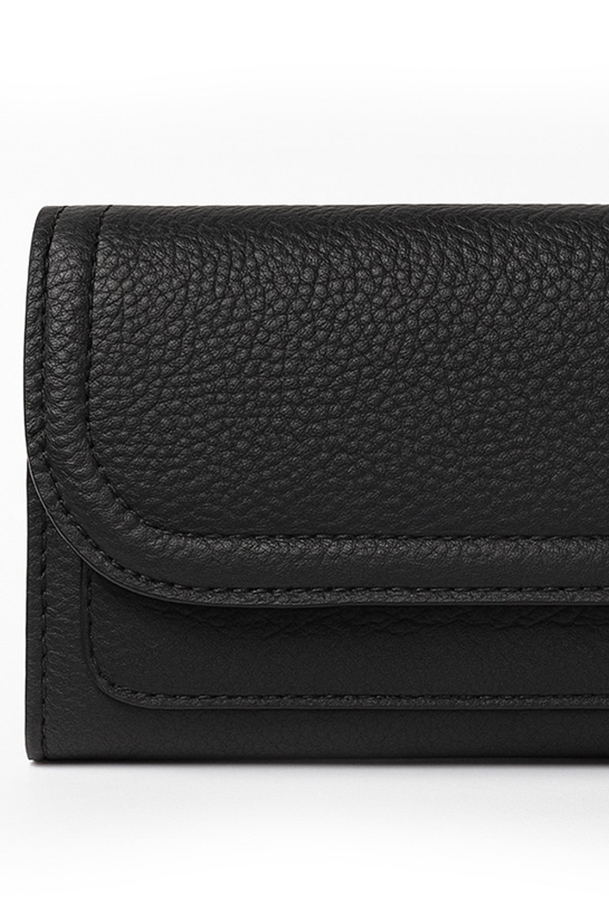Black Leather Women's Wallet with Flap
