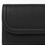 Black Leather Women's Wallet with Flap