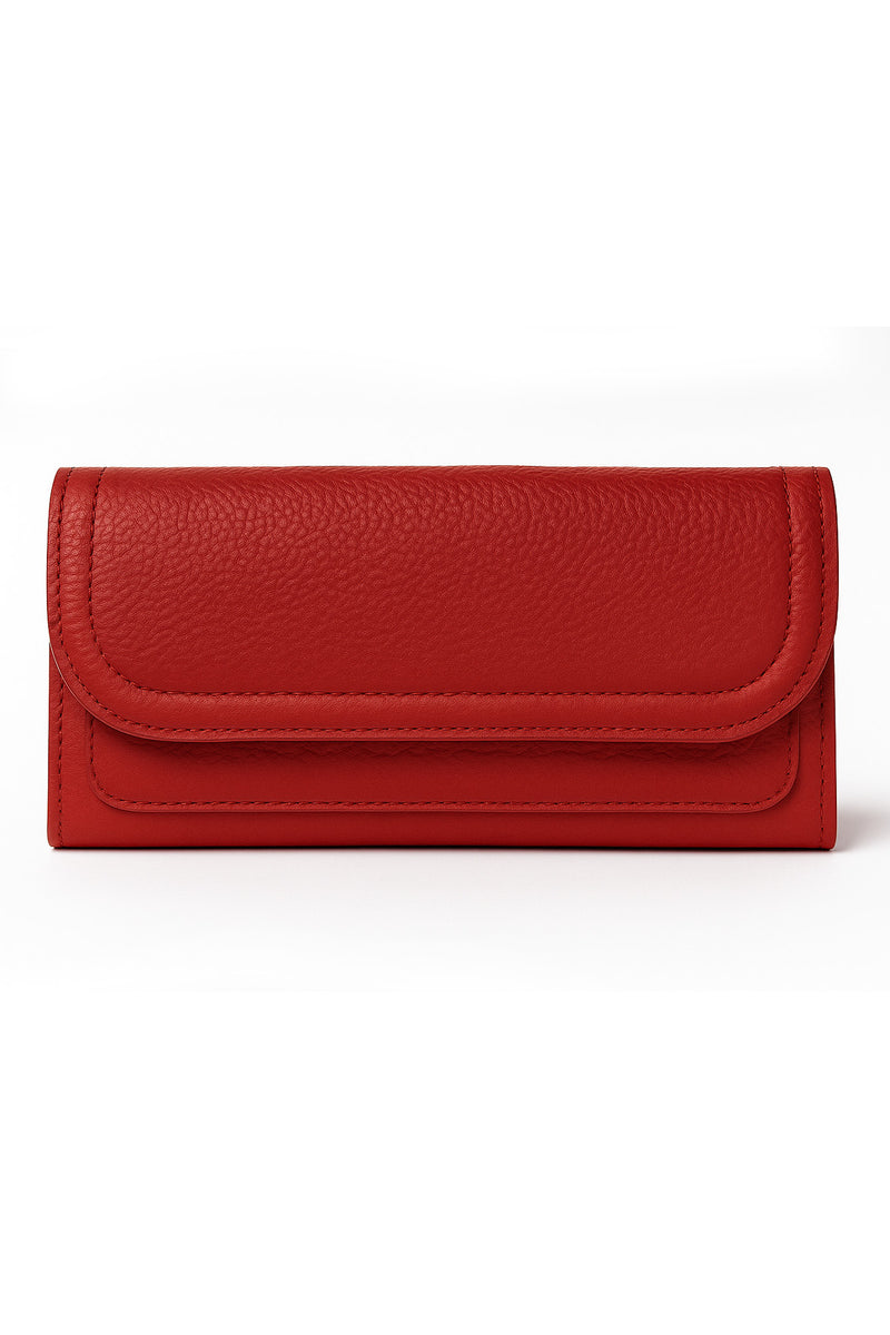 Red Leather Women's Wallet with Red Cover