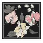 Black Large Floral Print Silk Scarf