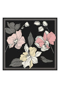 Black Large Floral Print Silk Scarf
