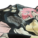 Black Large Floral Print Silk Scarf
