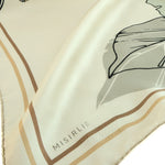 Ecru Large Floral Print Silk Scarf