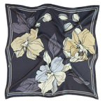 Anthracite Large Floral Print Silk Scarf