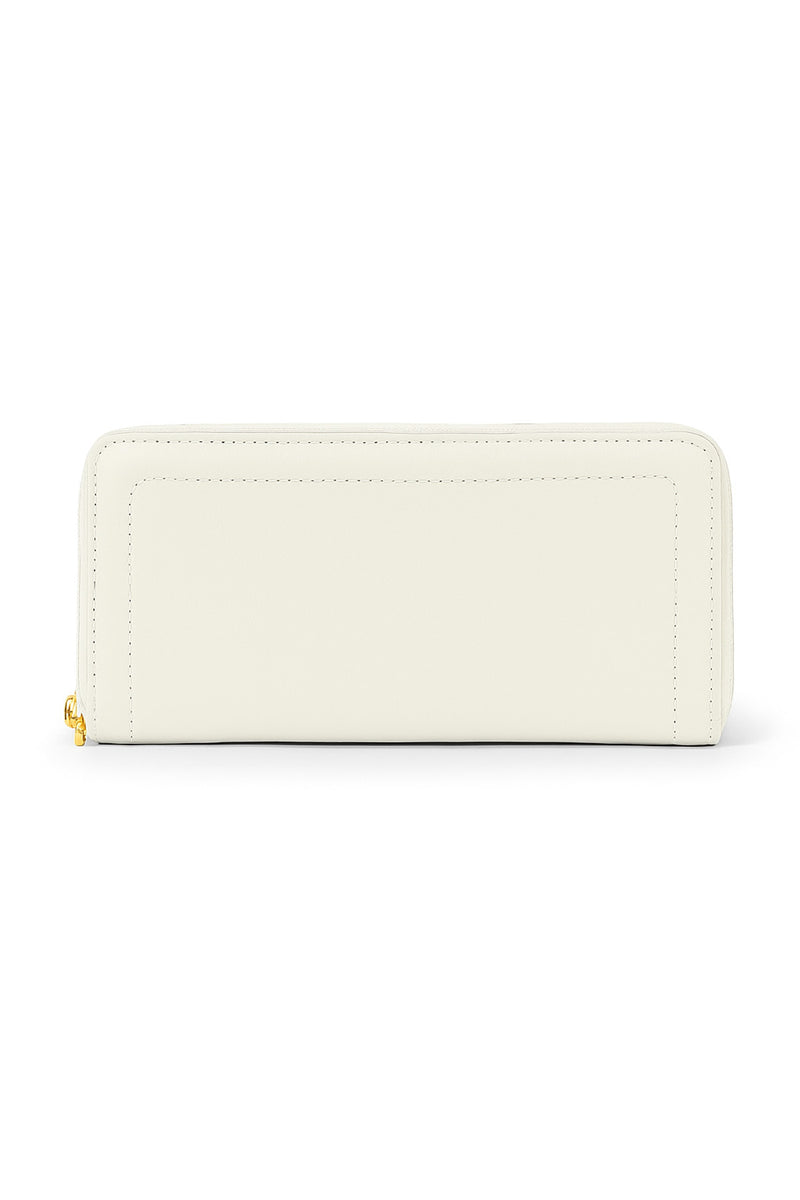 Ecru Zippered Leather Women's Wallet