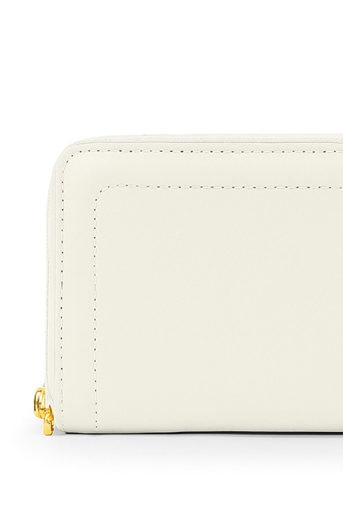 Ecru Zippered Leather Women's Wallet