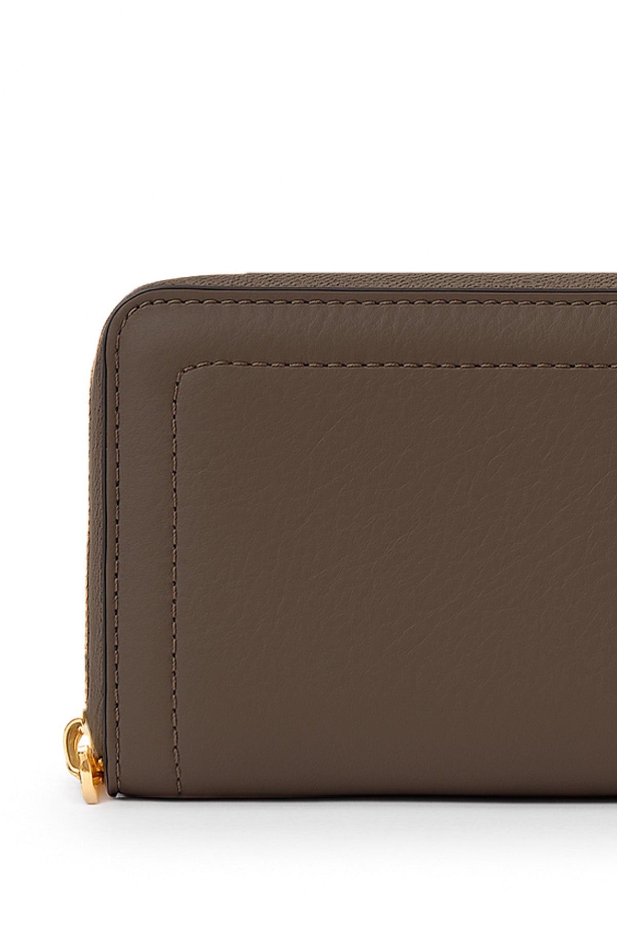 Gray Zipper Leather Women's Wallet