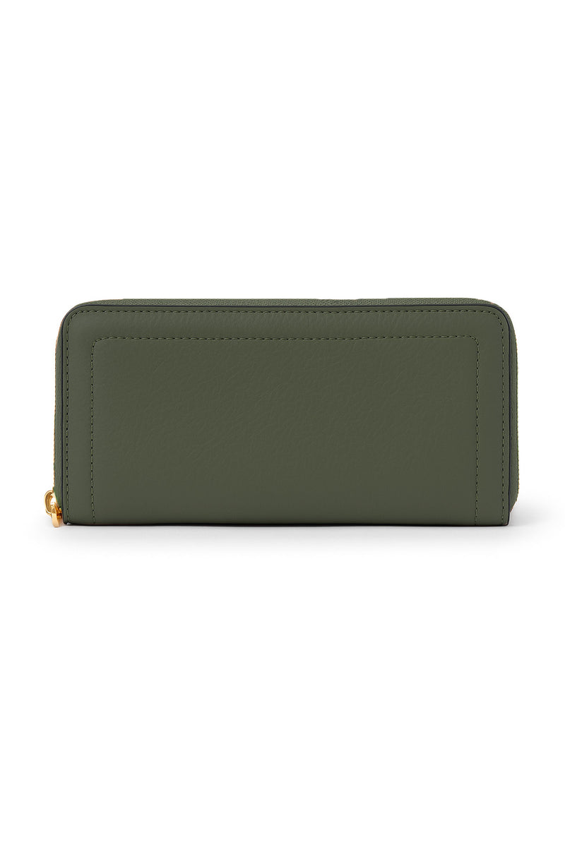 Green Zipper Leather Women's Wallet