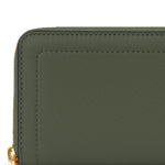 Green Zipper Leather Women's Wallet