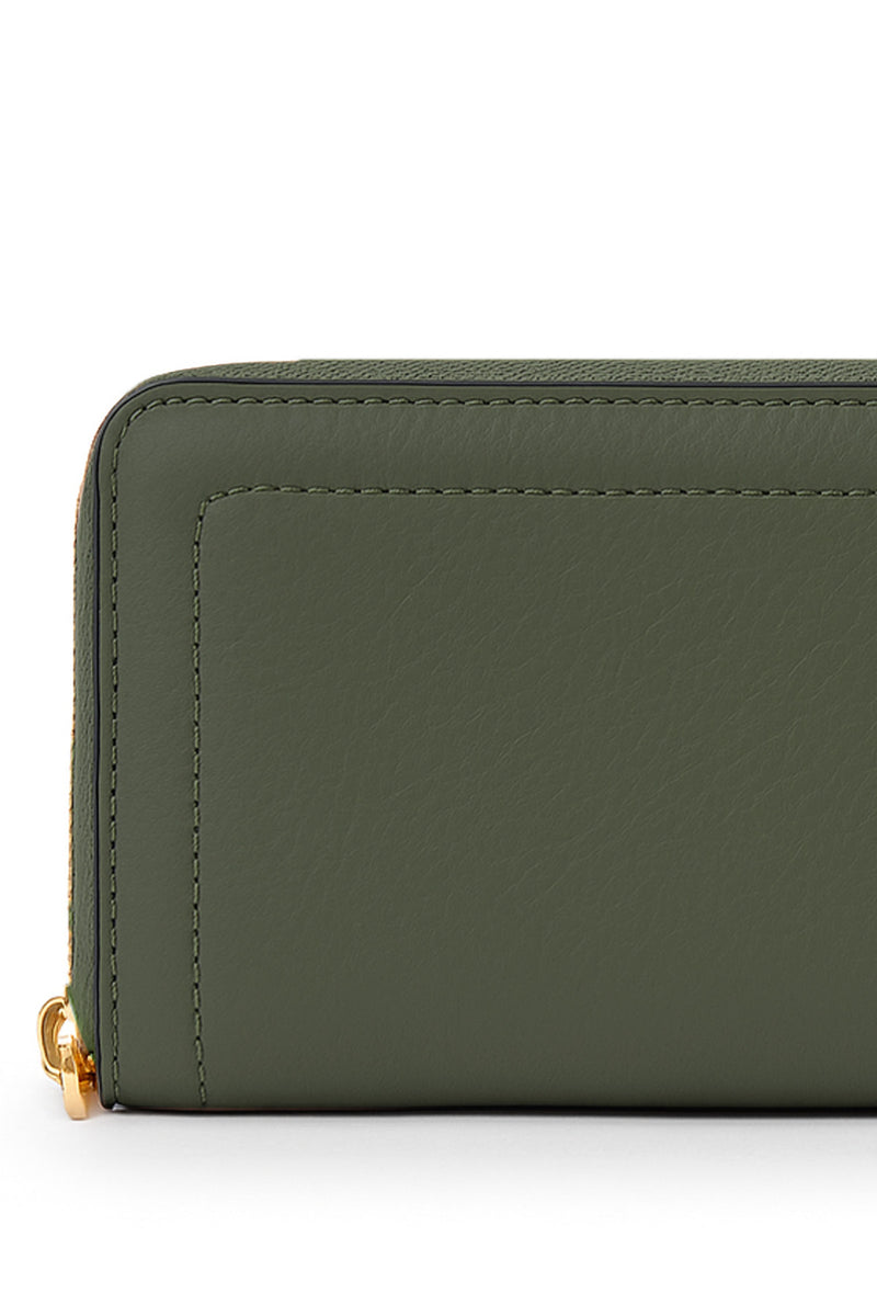 Green Zipper Leather Women's Wallet