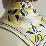 Pink and Yellow Patterned Silk Scarf