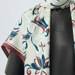 Petroleum Blue Patterned Silk Scarf