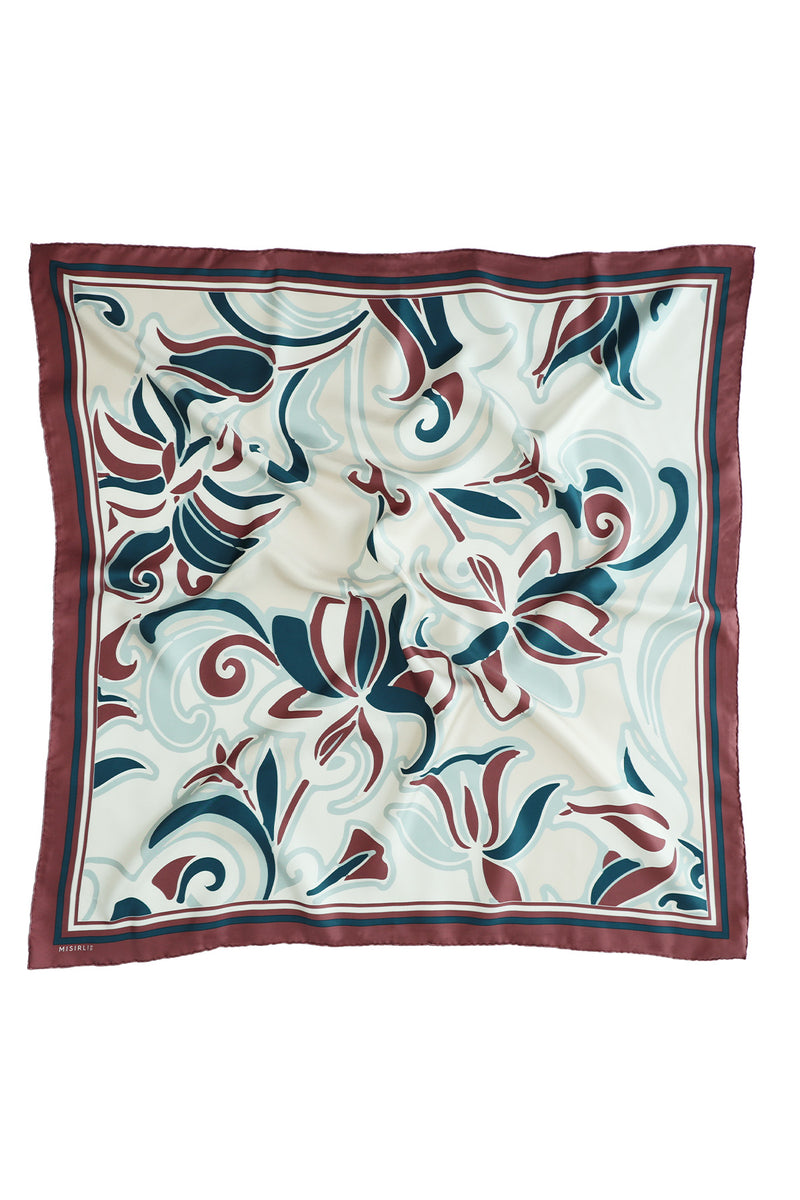 Petroleum Blue Patterned Silk Scarf
