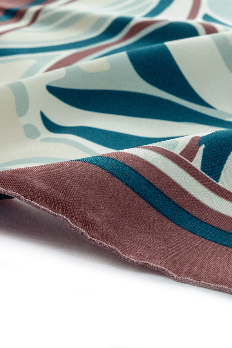 Petroleum Blue Patterned Silk Scarf