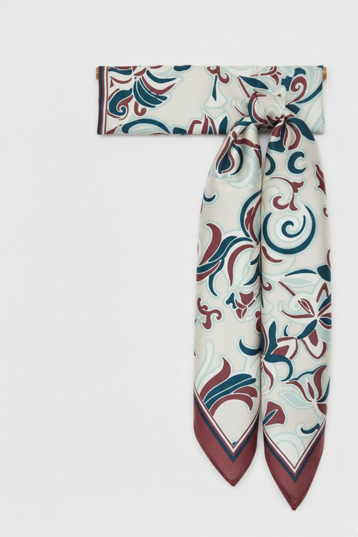 Petroleum Blue Patterned Silk Scarf