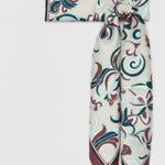 Petroleum Blue Patterned Silk Scarf