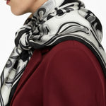 Black and Gray Patterned Silk Scarf