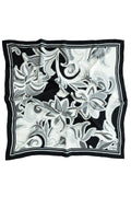 Black and Gray Patterned Silk Scarf