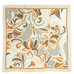 Orange Ecru Patterned Silk Scarf