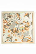 Orange Ecru Patterned Silk Scarf